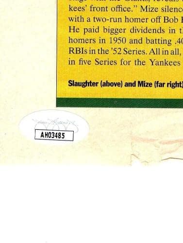 Джони Миз Айнос Слотер Подписа Статия в списание С Автограф от JSA AH03485 - Списания MLB С Автограф