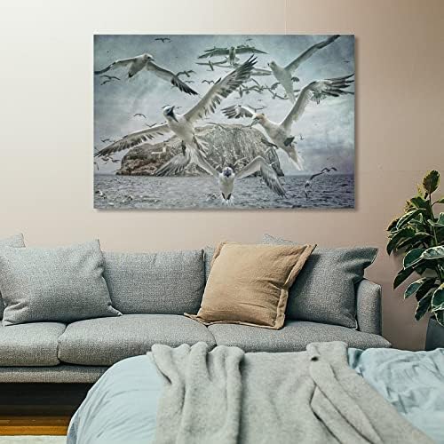 Група Летящи Чайките, Фантастичен Плакат с животни, Плакат с пейзажа на острова на морското равнище, Платно,
