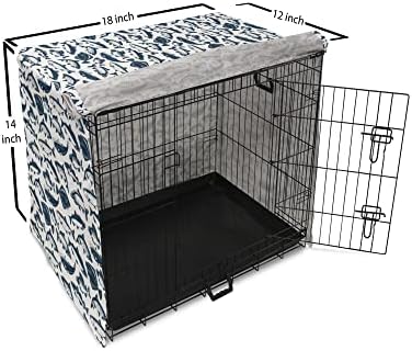 Калъф за клетка за кучета с участието на Лунната Риба, Илюстрация на водни животни в Черно-бял стил на однотонном фон,