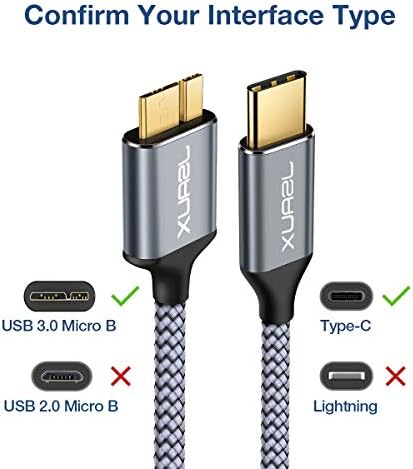 JSAUX 3,3 фута + 6,6 фута USB Кабел C-Micro B, 2 опаковка, зарядно устройство за USB кабел Type C-Micro B, Кабел в найлонов