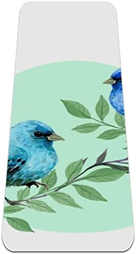 SDLKFRELI, Много дебело килимче за йога 6 мм, с шарките на сини Птици, Екологично Чисти Постелки за упражнения от ТПЭ,