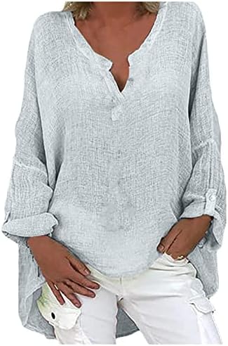 Извънгабаритни Обикновена Блузи за Жени, Пуловери Копчета с Дълъг Ръкав и Имитация на шията, Класически Памучни