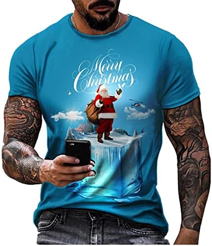 DSODAN, Коледни тениски с къс ръкав за мъже, 2022, Забавни Коледни тениски с принтом Дядо Коледа и кръгло деколте, Потник,