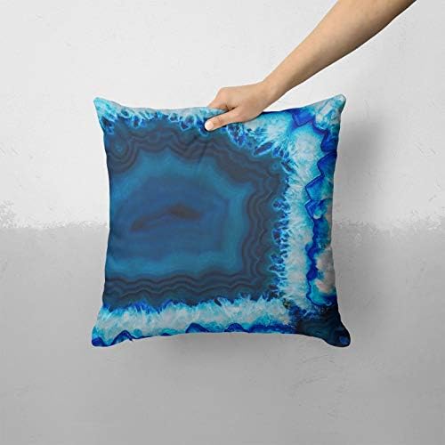 iiRov Vivid Blue Agate Crystal - Обичай Декоративен Начало Декор На закрито или На открито, Калъфка за дивана, на леглото или
