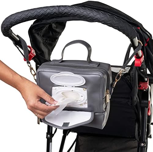 Мини чанта за памперси - Малка чанта за Преобличане на бебето през рамо с отделение за салфетки, подложка за промяна