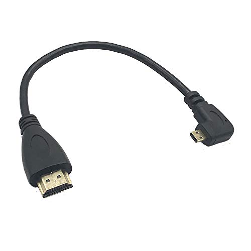 MMNNE 2 пакет 8-инчов кабелни конектори Micro HDMI под ъгъл 90 градуса от мъжете на мъжа HDMI (черен, всеки от левицата