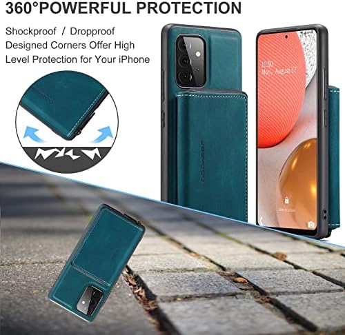 Защитно Кобур 2 в 1, свалящ-портфейл за Samsung Galaxy A72 5G, Кожен Тънък устойчив на удари Калъф за задната част на телефона, Защитен Калъф-портфейл с магнитна стойка с цип, д?