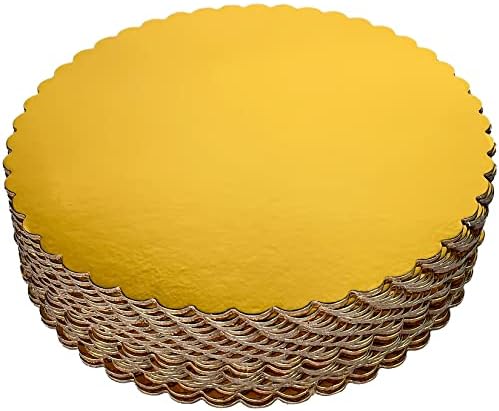 25 Опаковки 10-инчов Трайни Кръгли Дъски за торта, Златна Картонена Чиния за торта с Изрязани в основата, Опаковки от 25 парчета