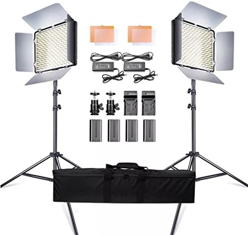 n/a Комплект 2 в 1 led лампа за Видеозаснемане Студийная led панел за фотография с чанта за статив Батерия 600 led 5500 ДО CRI 95 (Цвят: A, Размер: 256 * 181 * 37.5 мм)