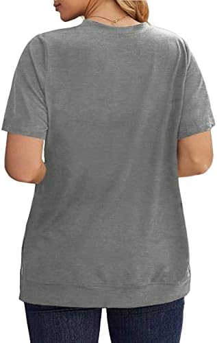 VISLILY Дамски Потници в Големи Размери, Тениски в цвят блок, Туники с къс ръкав XL-4XL
