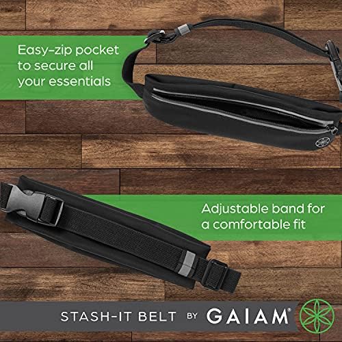 Поясная чанта за съхранение на аксесоари Gaiam Stash-It-Belt Running Pack за жени и мъже - Регулируема каишка от влагоотводящей