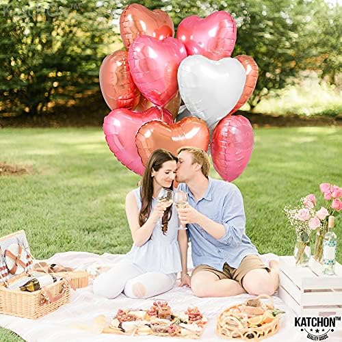 Балони от катчона, розово злато и розови сърца - 18 инча, опаковки от 12 бр. | Метални Балони във формата на сърце от фолио | Майларовые балони във формата на сърца | бало?
