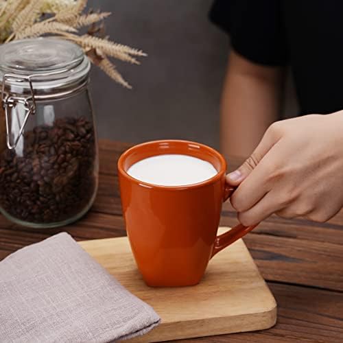 Чаши за кафе BOBOYM, Комплект Оранжеви Кафе на Steins от Керамични чаши Кафе на обем 6, 12 унции с дръжка, Големи Кафени Чаши