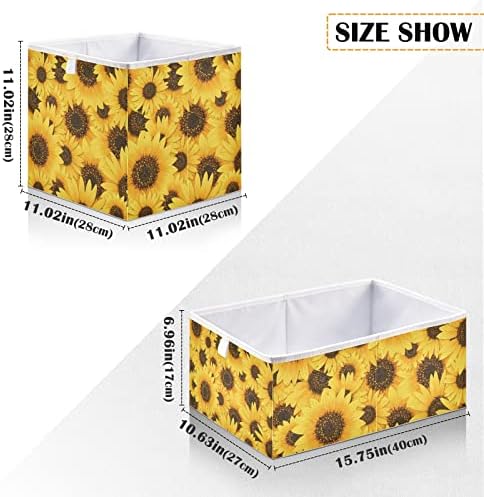 Emelivor Кутия за съхранение на кубчета с цвете див слънчоглед, Сгъваеми кутии за съхранение, Водоустойчив кош за играчки,