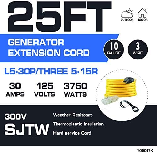 Удължител генератор за тежки условия на експлоатация с дължина 25 Метра, Определя кабел генератор, NEMA L5-30P/Three