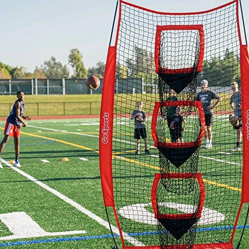 Тренировочная мрежа за футбол GoSports с размери 8 x 4 фута с вертикална цел - Подобрява точността на хвърляне на QB - Включва