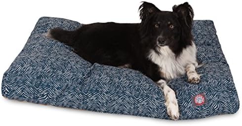 Majestic Пет Синьо-Native Правоъгълна Закрит Подови Легло за домашни Кучета Подвижен Миещ се Калъф Продукти