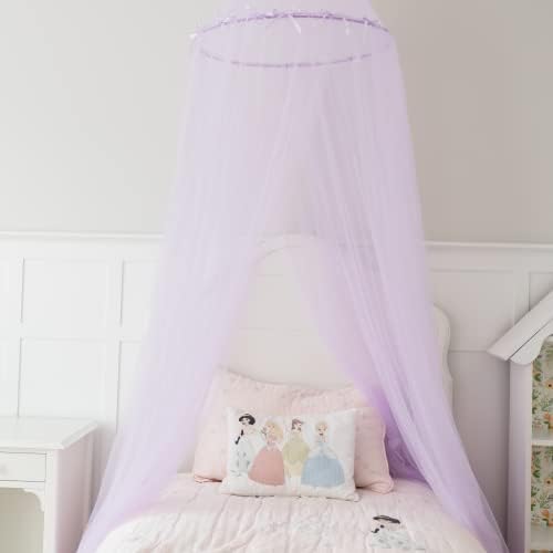 Лилаво Балдахин за легло на принцеси за момичета - Лилаво детска престилка за стаята на момичетата - Балдахин от мрежи за легла за момичета - Окачен Балдахин за чете?