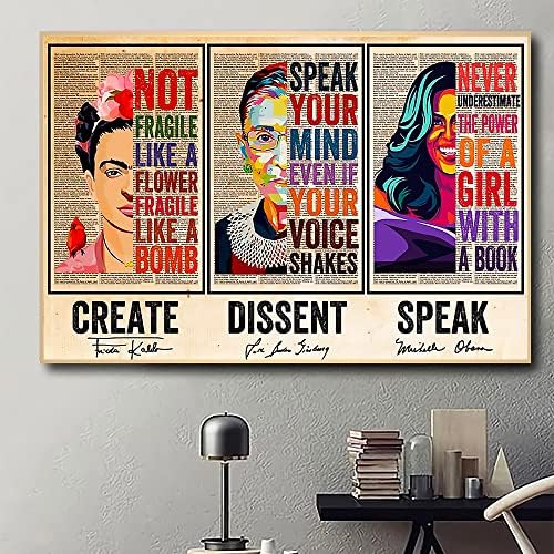 Шианский феминистский Стенен Художествен плакат за дома - Рут Бадер Гинзбург, RBG, Мишел Обама, Фрида - да Създават, за