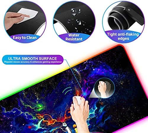 Аниме Подложка за мишка RGB Нощното небе Космически звезди, 12 режима на осветление-Подложка за мишка на неподвижни гумена