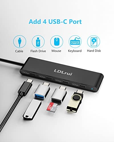 4 USB Порта C Hub 10 gbps C USB Сплитер за лаптоп, Многопортовый адаптер LDLrui C USB към USB C хъб за Apple