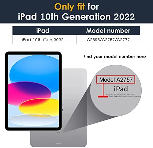 Прозрачен калъф DTTO за iPad на 10-то поколение 2022 - [Устойчиви на пожелтению] Тънък, Лек, Прозрачен Мек калъф за iPad 10,9 инча, прозрачен