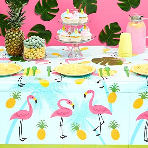 Juvale, 3 опаковки, Покривката с фламинго за украса за рожден Ден под формата на ананас, Пластмасово Покритие за тропически хавай и партита с фламинго, Лятна парти край