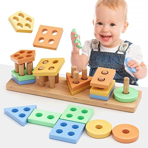 Играчки iValea Montessori за подаръци момиче от 1 година, Играчки за деца 12-18 месеца, Дървени Играчки, за сортиране