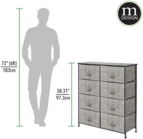 mDesign Скрин с висока метална рамка и дървени плотове са на височина 38.31 инча с 8 Сменяеми плат чекмеджета - Голям Органайзер