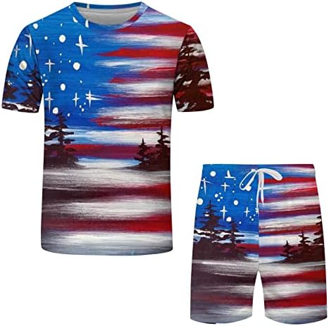 Bmisegm Летни Мъжки Тениски С Флага на Деня на Независимостта, Пролетно-Летен Спортен Костюм за Почивка, Удобен Коледен