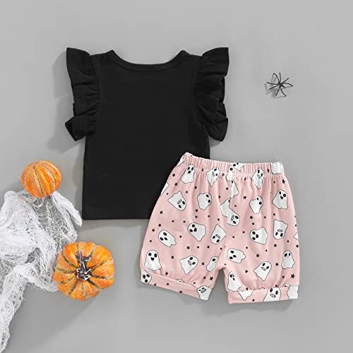 LAGKIYOJ/Облекло за Новородени Момичета за Хелоуин, Тениска с къси ръкави във формата на Тиква/Призрак/Паяжини,