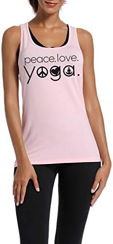 WINGZOO Спортни Върхове на Бретелях за жени-Дамски Тениски Без Ръкави Peace Love Yogo със Забавни Надписи За Фитнес