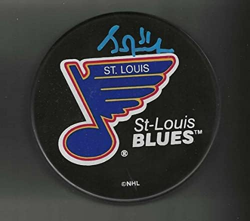 Грант Fsd подписа Сувенири шайбата Сейнт Луис Блус в Синьо - за Миене на НХЛ с автограф