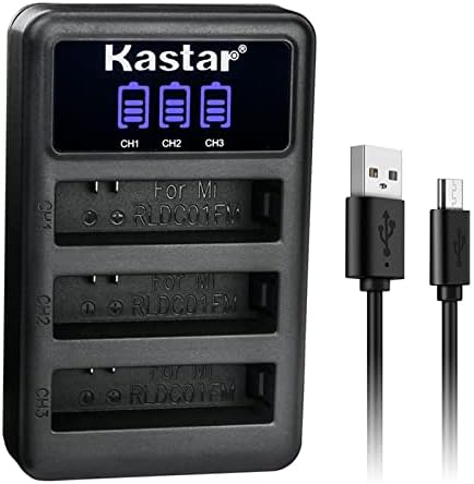 Зарядно устройство Kastar LCD Triple USB, Съвместимо с акумулаторна батерия Xiaomi RLDC 01FM, спортна екшън камера