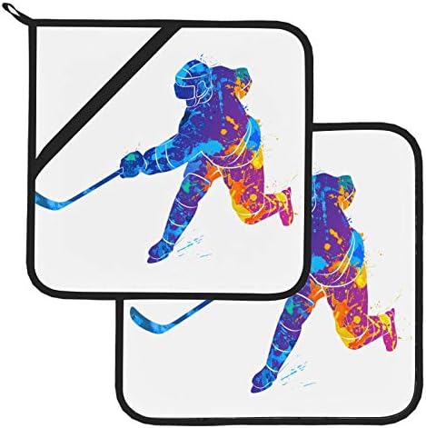Комплекти кухненски кърпи и прихваток за любителите на хокей на лед хокей Топлоустойчиви Кухненски Кърпи и кухненски ръкавици за прихваток 2 бр Огнеупорни Мат 8 × 8