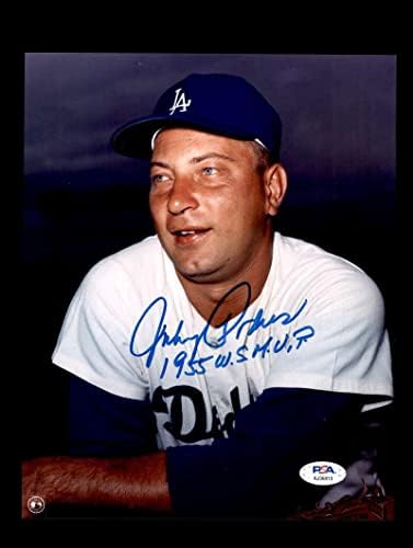 Джони Подрес, PSA DNA Coa, Подписано Снимка 8x10 1955 г. с Автограф MVP WS - Снимки на MLB с автограф