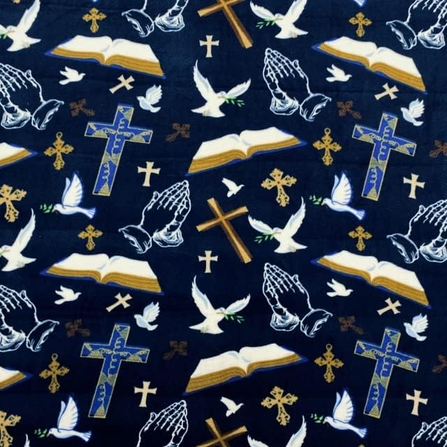Pico Textiles 2 Ярд Руното тъкан Болт - Религиозни кръстове с любов, Вяра и надежда - Продава се The Болт -