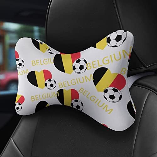 Любовта Белгия Футболна Автомобилната въздушна Възглавница за шията, за Шофиране Комплект от 2 Места Авто облегалката за глава