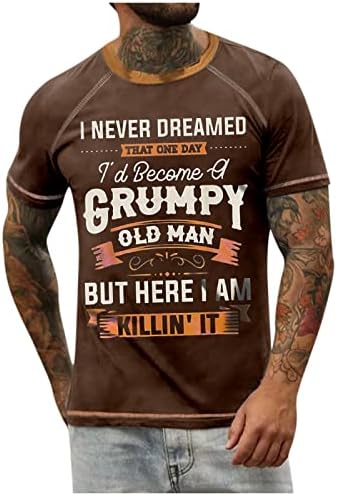 DuDubaby Мъжки Графични Тениски С Писмото Принтом в Ретро стил, Ризи с Къс ръкав и кръгло деколте, Върхове