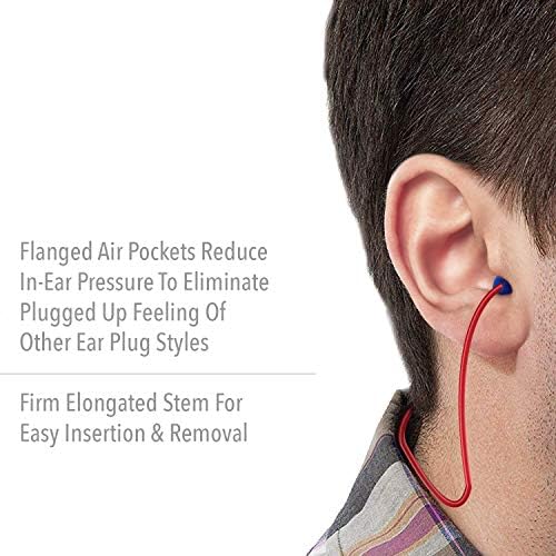 Тапи за уши за многократна употреба за еърсофт оръжия Howard Leight by Honeywell DPAS30R с фланец и Червено поликордом, 100