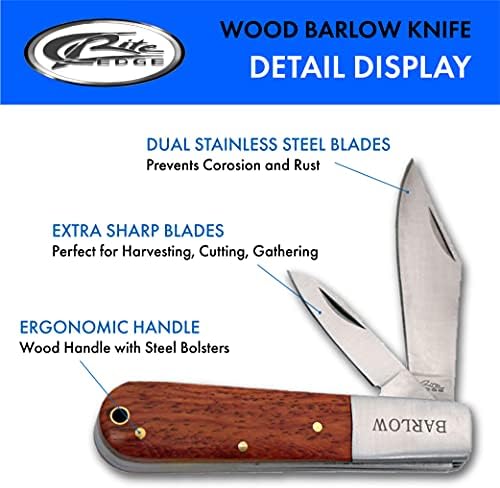 SZCO Доставя Обряд Edge: Нож Barlow с двоен нож с дървена дръжка 4 инча, Кафяво (210601)