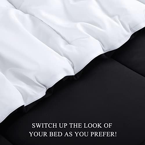 Aisbo Black White Queen Comforter Set - Меки, Пухкави, Леки Комплекти спално бельо Размер Queen Size, Сменное Пуховое Алтернативно одеало с 2 възглавници, Всесезонни Ватирани Комплекти с?
