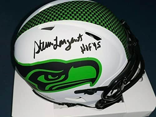 Мини-Каска с автограф на Стив Ларджента Seattle Seahawks Hof 95 Jsa Лунно Затъмнение - Мини-Каски NFL с автограф