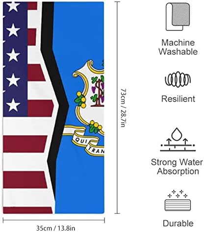 Кърпа-Гъба с флага щати на Америка и Кънектикът, е 28,7 на х 13,8, Кърпички За лице От най-добрите Влакна, Высокоабсорбирующие