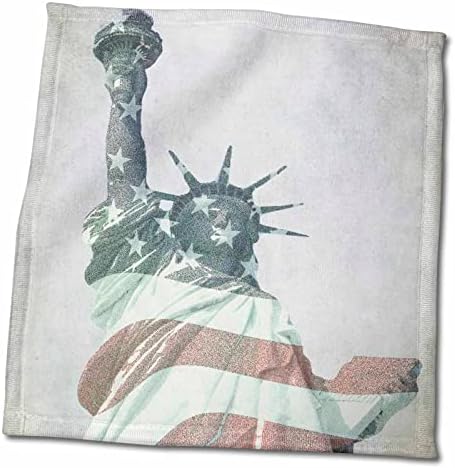 Триизмерна фотография на Статуята на Свободата в смесена техника, Задрапированная Кърпи с флага на САЩ (twl-254919-3)