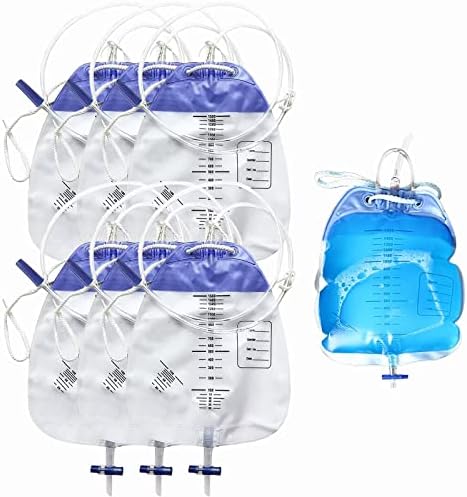 6 Опаковки, Торби за катетър за урина, 1500 мл Чанта за дренаж на урината с функция Антирефлюкса и 40 Дренажна