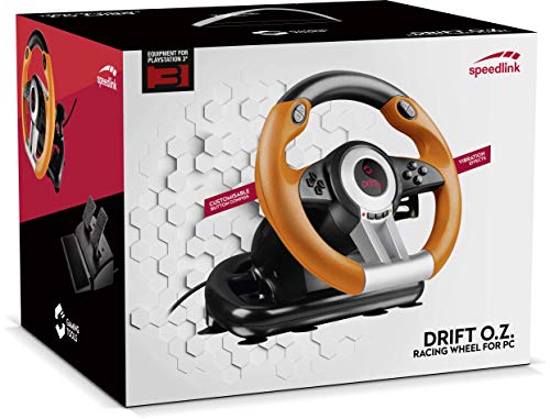 Speedlink DRIFT O. Z. Racing Wheel - USB Gaming Lenkrad für den PC (Kompatibel mit Windows-Betriebssystemen ab XP - Pedale