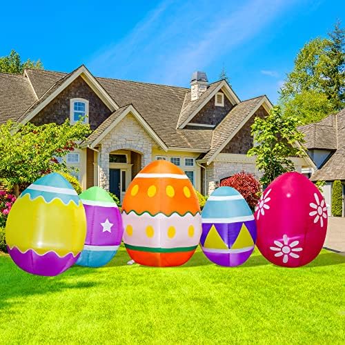 VENLOIS 9-Подножието на Великден Надуваем с led Подсветка Декор 5 Великденски Яйца на Открито Празнична Украса