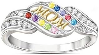 2023 Подарък За Нов ден на Жената бъде позлатен Пръстен с диамант За мама, Пръстен за завършилите Bi-Rings (D, Един размер)