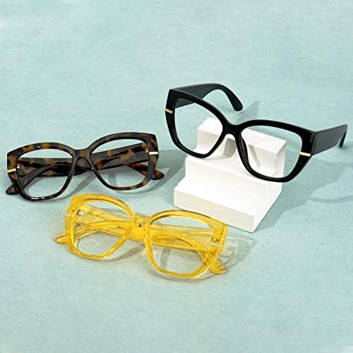 VOOGLAM Големи Очила с Блокиране на Синя Светлина, Модни Рамки за очила Котешко око на Жените, Защита от Пренапрежение